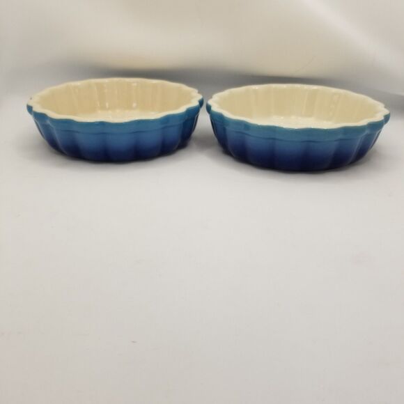 ROCQ Parisian Patisserie 5" Tart Flan Quiche Baking Ramekin Dish blue pair - Picture 3 of 11